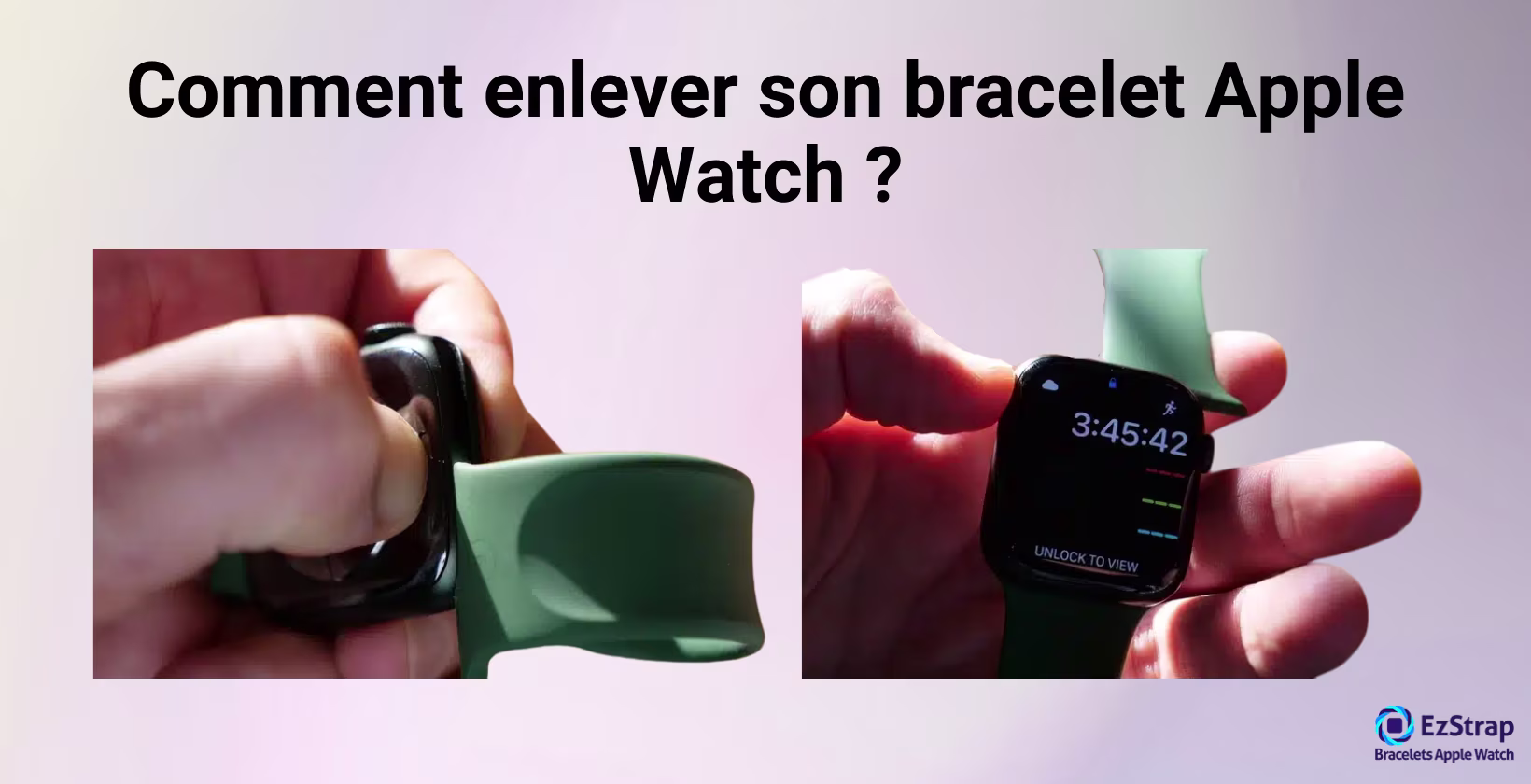 Step-by-step images showing how to remove your Apple Watch band