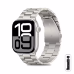 Bracelet Apple Watch en Acier Inoxydable Type Oyster - EzStrap - Chrome avec outil de réglage