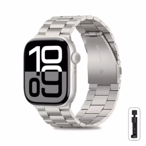 Bracelet Apple Watch en Acier Inoxydable Type Oyster - EzStrap - Chrome avec outil de réglage