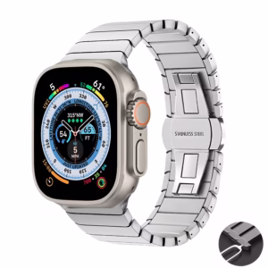 Bracelet Apple Watch Acier Inoxydable Construction à Maillons - EzStrap - Argent