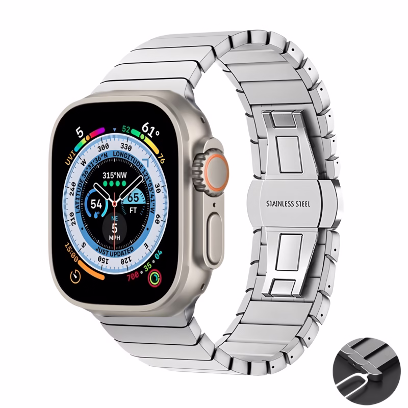 Bracelet Apple Watch Acier Inoxydable Construction à Maillons - EzStrap - Argent