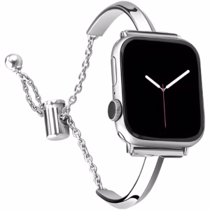 Bracelet Apple Watch Acier Inoxydable Demi-Jonc et Chaînette - EzStrap - Argent