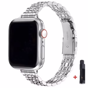 Bracelet Apple Watch Acier Inoxydable Design Maillons Raffinés - EzStrap - Argent/Or Rose