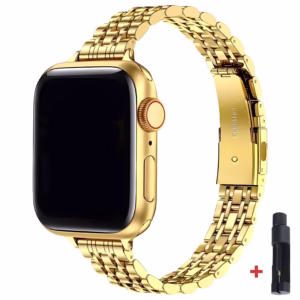 Bracelet Apple Watch Acier Inoxydable Design Maillons Raffinés - EzStrap - Argent/Or Rose