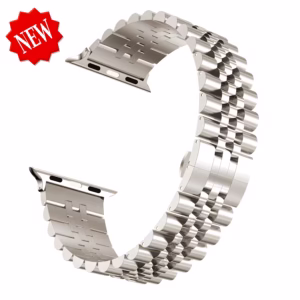 Bracelet Apple Watch Acier Inoxydable Structure Jubilé Poli-Brossé - EzStrap - Argent/Or
