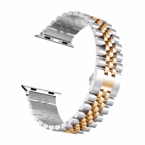 Bracelet Apple Watch Acier Inoxydable Structure Jubilé Poli-Brossé - EzStrap - Argent/Or