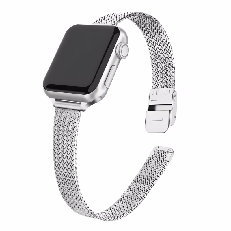 bracelet-apple-watch-acier-maillage-milanais-texture - EzStrap - Chrome