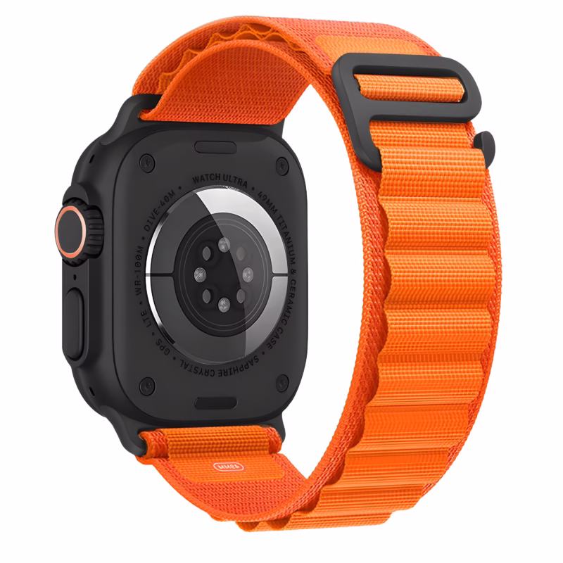 Bracelet Apple Watch Boucle Alpine - EzStrap - Orange/Inserts Noirs