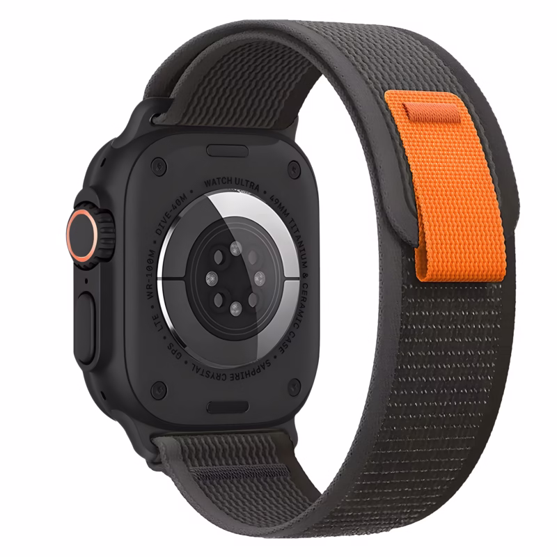 Bracelet Apple Watch Boucle Trail - EzStrap - Marron/Orange - Inserts Noirs
