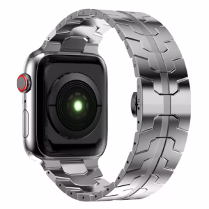 Bracelet Apple Watch en Acier Inox Maillons Angulaires - EzStrap - Argent