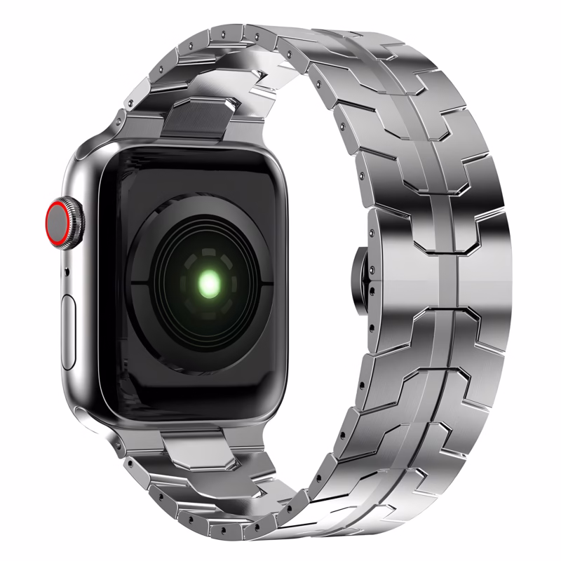 Bracelet Apple Watch en Acier Inox Maillons Angulaires - EzStrap - Argent
