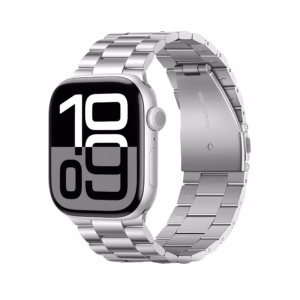 Bracelet Apple Watch en Acier Inoxydable Type Oyster - EzStrap - Argent