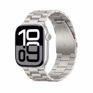 Bracelet Apple Watch en Acier Inoxydable Type Oyster - EzStrap - Argent
