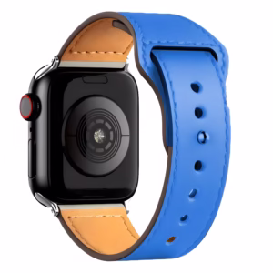 Bracelet Apple Watch en Cuir Lisse à Couture Apparente - EzStrap - Blanc/Rose