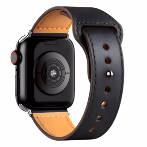 Bracelet Apple Watch en Cuir Lisse à Couture Apparente - EzStrap - Blanc/Rose