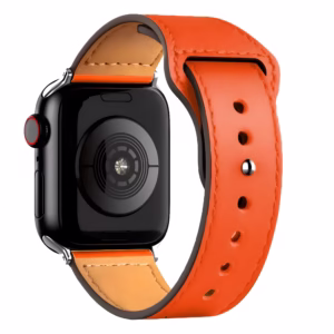 Bracelet Apple Watch en Cuir Lisse à Couture Apparente - EzStrap - Blanc/Rose