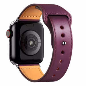 Bracelet Apple Watch en Cuir Lisse à Couture Apparente - EzStrap - Blanc/Rose
