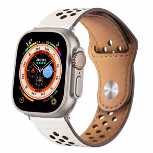 Bracelet Apple Watch en Cuir Perforé à Fermoir Pression - EzStrap - Rouge