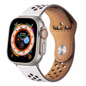 Bracelet Apple Watch en Cuir Perforé à Fermoir Pression - EzStrap - Rouge