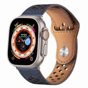 Bracelet Apple Watch en Cuir Perforé à Fermoir Pression - EzStrap - Rouge