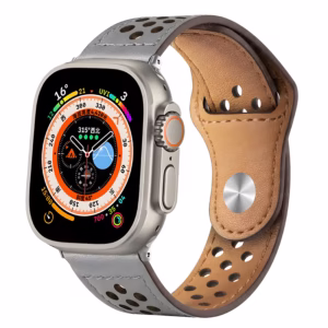 Bracelet Apple Watch en Cuir Perforé à Fermoir Pression - EzStrap - Rouge