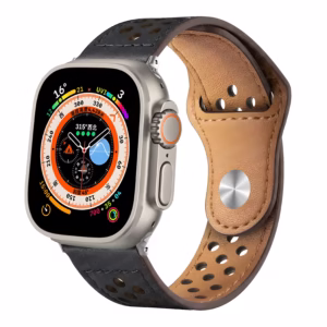 Bracelet Apple Watch en Cuir Perforé à Fermoir Pression - EzStrap - Rouge