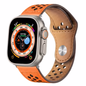 Bracelet Apple Watch en Cuir Perforé à Fermoir Pression - EzStrap - Rouge