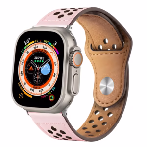 Bracelet Apple Watch en Cuir Perforé à Fermoir Pression - EzStrap - Rouge