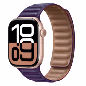 Bracelet Apple Watch en Cuir Texturé à Boucle Magnétique - EzStrap - Violet