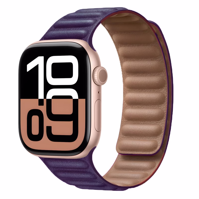 Bracelet Apple Watch en Cuir Texturé à Boucle Magnétique - EzStrap - Violet