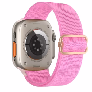 Bracelet Apple Watch en Nylon Souple Bohème Réglable - EzStrap - Blanc/Motifs Noirs
