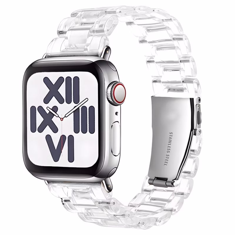 Bracelet Apple Watch en Résine Transparente à Maillons Articulés - EzStrap - Transparent