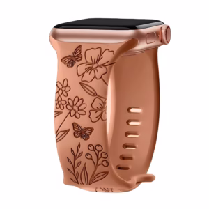 Bracelet Apple Watch en Silicone Gravé à Motif Floral - EzStrap - Violet