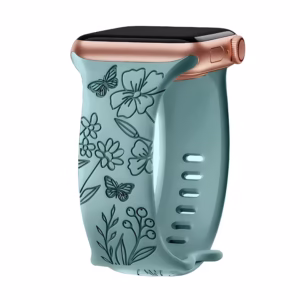 Bracelet Apple Watch en Silicone Gravé à Motif Floral - EzStrap - Violet