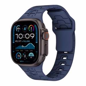 Bracelet Apple Watch en Silicone Motif Armure Stylisée - EzStrap - Blanc