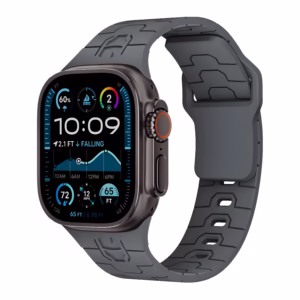Bracelet Apple Watch en Silicone Motif Armure Stylisée - EzStrap - Blanc