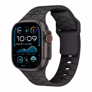 Bracelet Apple Watch en Silicone Motif Armure Stylisée - EzStrap - Blanc
