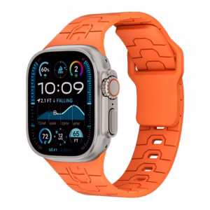 Bracelet Apple Watch en Silicone Motif Armure Stylisée - EzStrap - Blanc