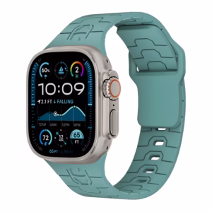 Bracelet Apple Watch en Silicone Motif Armure Stylisée - EzStrap - Blanc