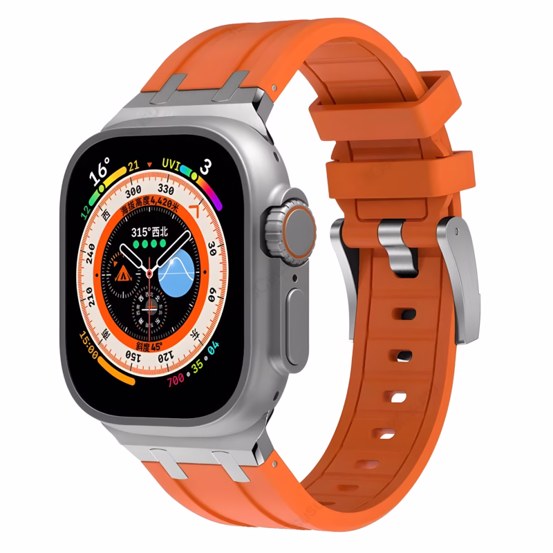 Bracelet Apple Watch en Silicone Souple à Intérieur Structuré - EzStrap - Orange