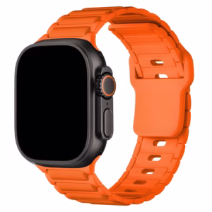 Bracelet Apple Watch en Silicone Souple à Perforations Moulées - EzStrap - Blanc/Noir