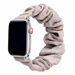 Bracelet Apple Watch en Textile Élastique Design Chouchou - EzStrap - Noir/Fleurs Rouges