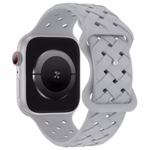 Bracelet Apple Watch Silicone Moulé à Motif Entrelacé - EzStrap - Gris Foncé