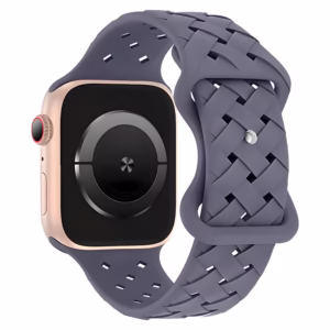 Bracelet Apple Watch Silicone Moulé à Motif Entrelacé - EzStrap - Gris Foncé