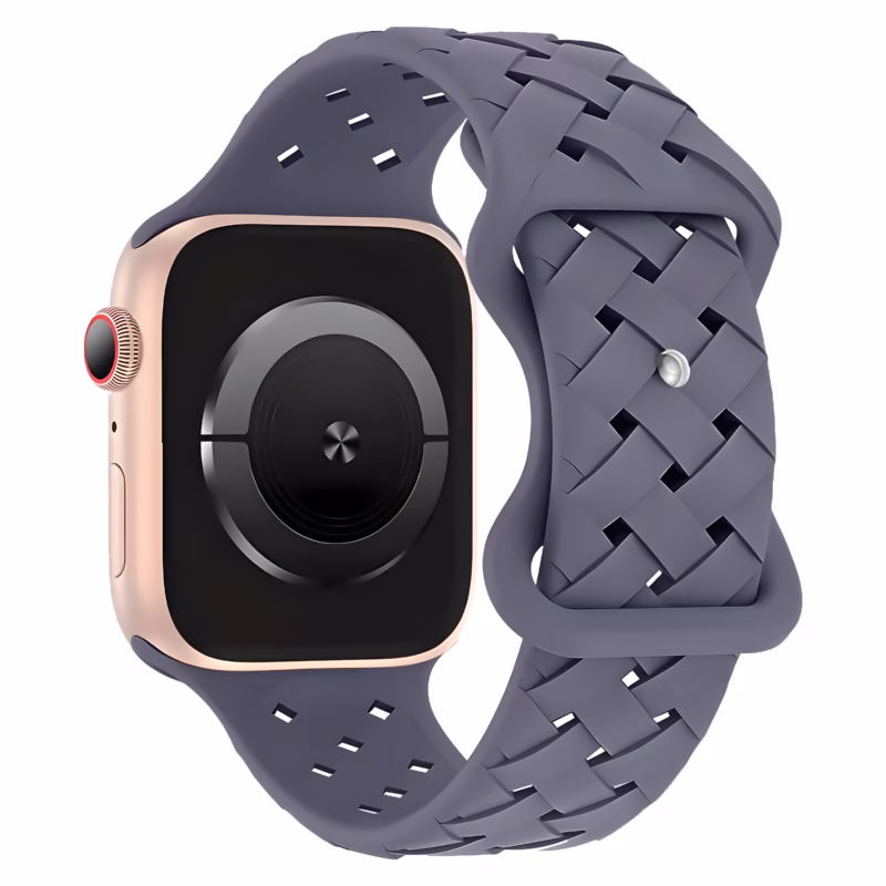 Bracelet Apple Watch Silicone Moulé à Motif Entrelacé - EzStrap - Gris Foncé