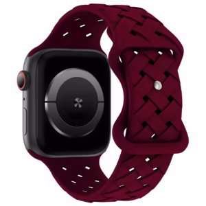Bracelet Apple Watch Silicone Moulé à Motif Entrelacé - EzStrap - Gris Foncé