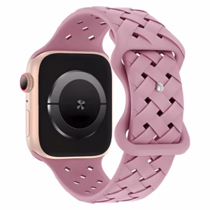 Bracelet Apple Watch Silicone Moulé à Motif Entrelacé - EzStrap - Gris Foncé