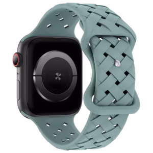 Bracelet Apple Watch Silicone Moulé à Motif Entrelacé - EzStrap - Gris Foncé