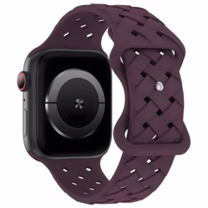 Bracelet Apple Watch Silicone Moulé à Motif Entrelacé - EzStrap - Gris Foncé