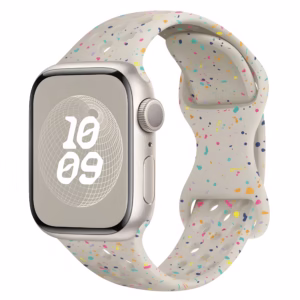 Bracelet Apple Watch Silicone Perforé à Éclats Multicolores - EzStrap - Bleu